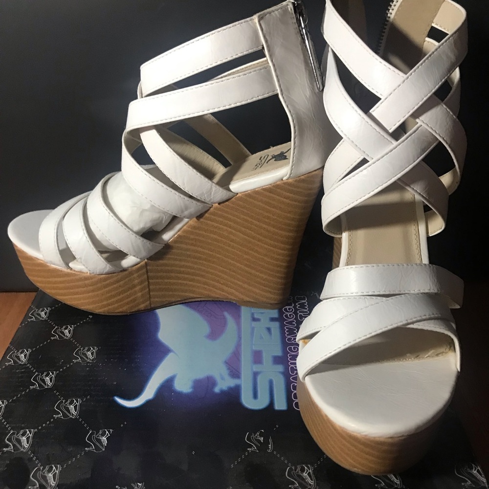 White wedge sandal platforms